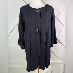 Connie’s Moonlight Black Tunic Jacket 3/4 Sleeve Button Front Size M Made In USA